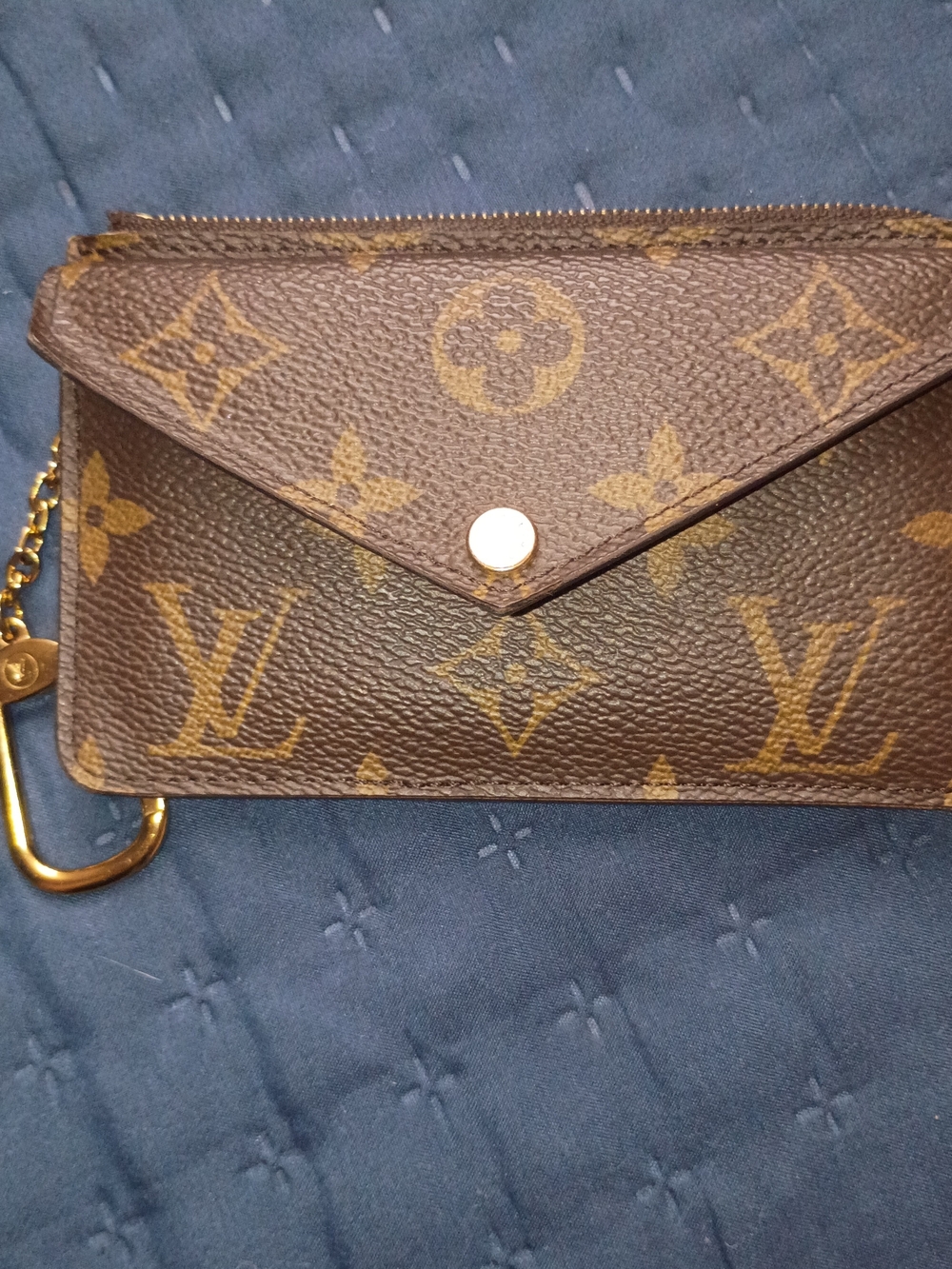 Brown Monogram Envelope Wallet with Gold Hardware